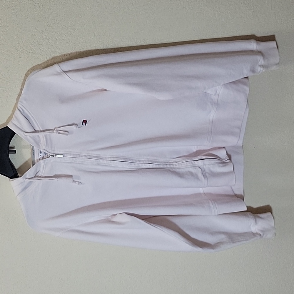 Gently Used White Long Sleeve Tommy Hilfiger Hoodie/Jacket